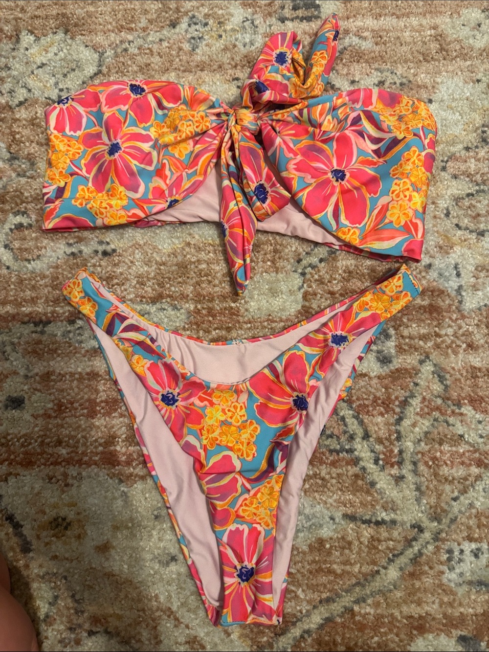 Lulu's Multicolor Floral Bikini Set with Pink Accents